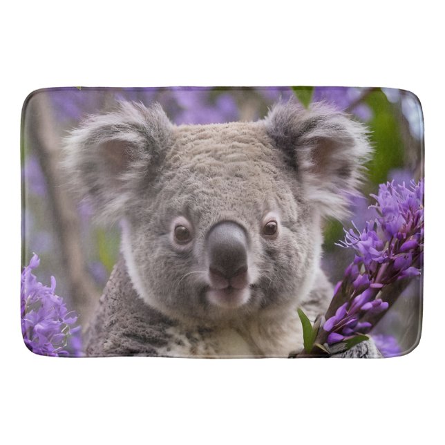 Purple Jacaranda Koala Bear, Bath Mat (Front)
