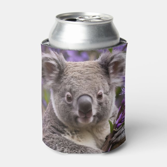 Purple Jacaranda Koala Bear, Can Cooler (Can Front)
