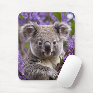 Purple Jacaranda Koala Bear, Mouse Pad