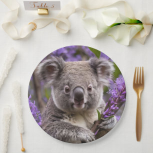 Purple Jacaranda Koala Bear, Paper Plate