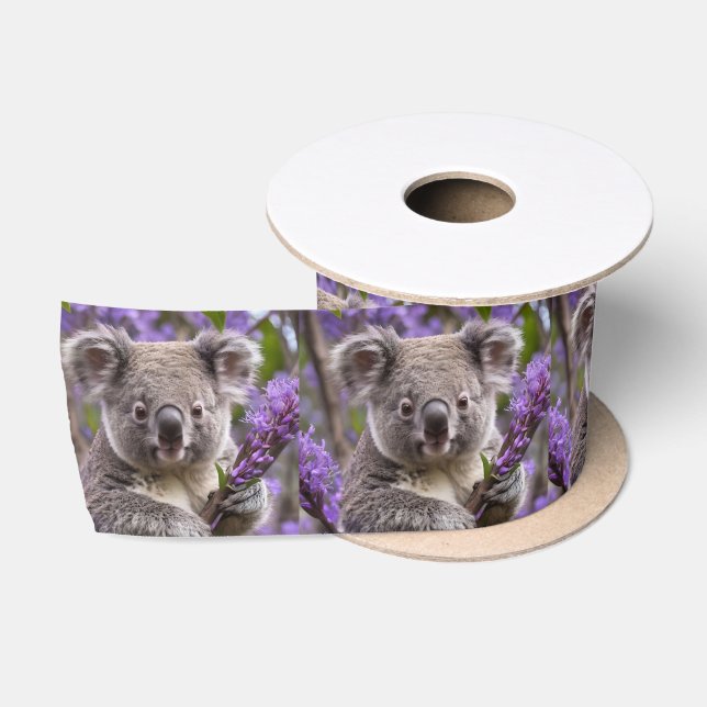 Purple Jacaranda Koala Bear, Satin Ribbon (Spool)