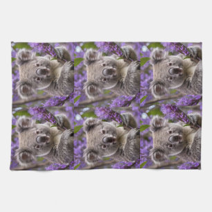 Purple Jacaranda Koala Bear, Tea Towel