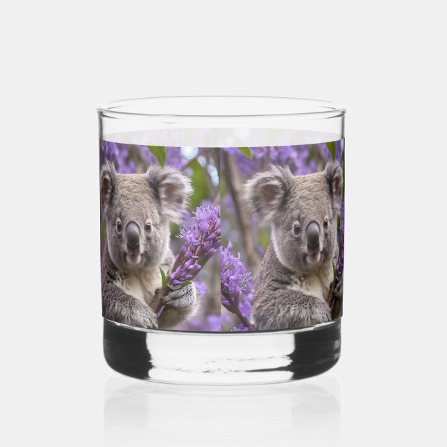 Purple Jacaranda Koala Bear, Whiskey Glass (Front)