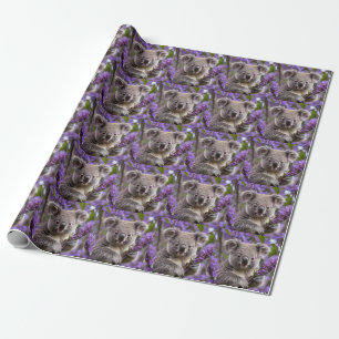 Purple Jacaranda Koala Bear, Wrapping Paper
