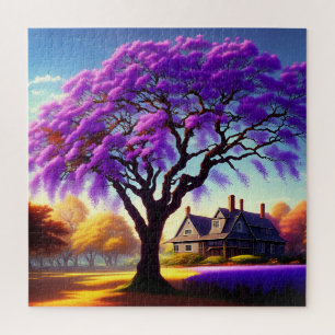 Purple Jacaranda Tree And Homestead, Jigsaw Puzzle