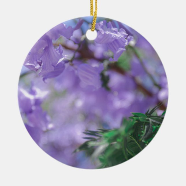 Purple Jacaranda Tree Flowers Ceramic Tree Decoration (Front)