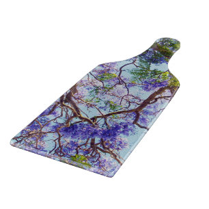 Purple Jacaranda Tree Oil Painting, Cutting Board
