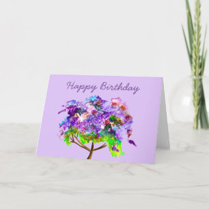 Purple jacaranda tree watercolor fine art card