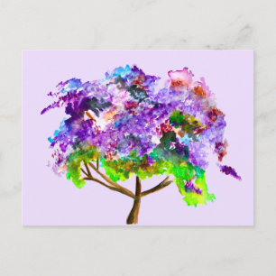 Purple Jacaranda tree watercolor fine art Postcard