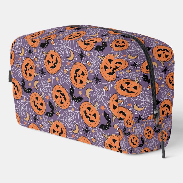 Purple Jack-O-Lantern Halloween Pattern Dopp Kit (Right Corner)