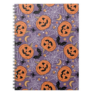 Purple Jack-O-Lantern Halloween Pattern Notebook