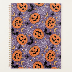 Purple Jack-O-Lantern Halloween Pattern Planner