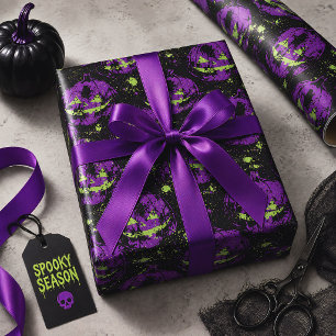 Purple Jack O’ Lantern Halloween Wrapping Paper