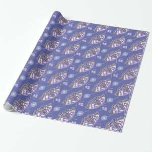 Purple Japanese Butterfly  Wrapping Paper