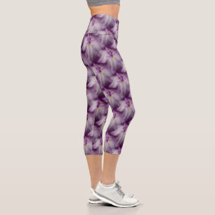 Purple Japanese Iris Flower Nature   Capri Leggings