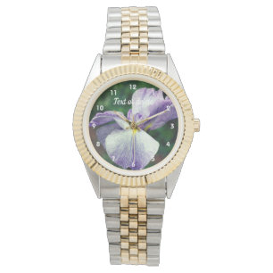 Purple Japanese Iris Flower Unfolding Personalised Watch