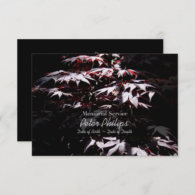 Purple Japanese Maple  Memorial Service Invitation (Front/Back)