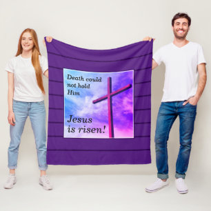 Purple JESUS IS RISEN Easter Fleece Blanket