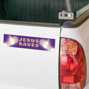 purple JESUS SAVES Bumper Sticker