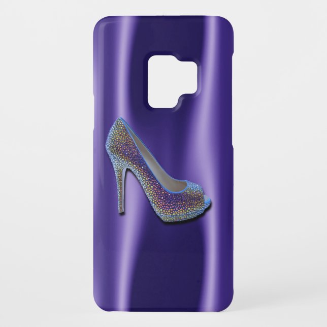 Purple Jewel Satin High Heel Shoe Crystal Case-Mate Samsung Galaxy Case (Back)