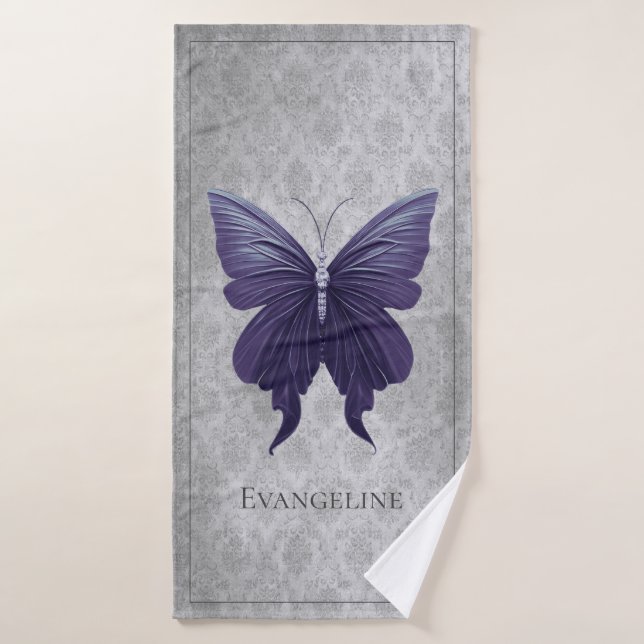 Purple Jewelled Butterfly Bath Towel Set (Bath Towel)