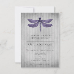 Purple Jewelled Dragonfly Bridal Shower Invitation