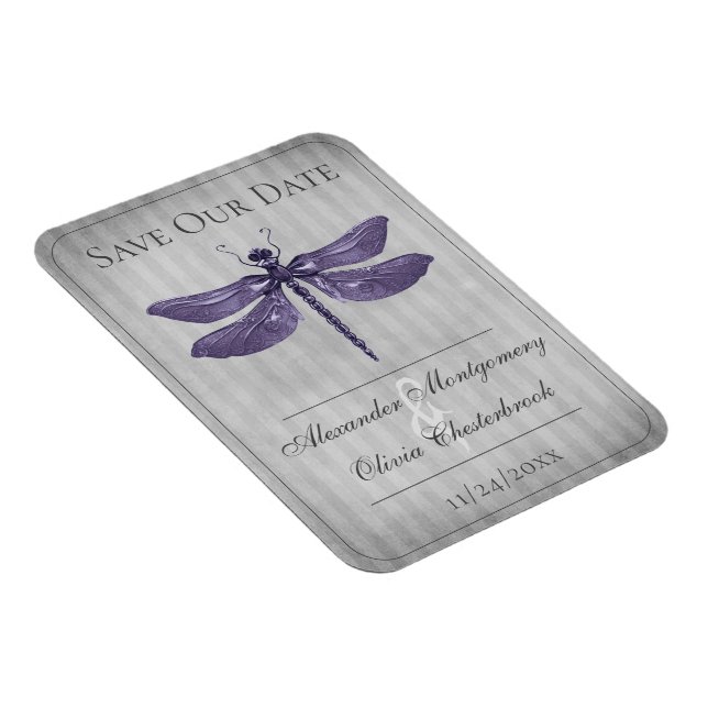 Purple Jewelled Dragonfly Save the Date Magnet (Right Side)