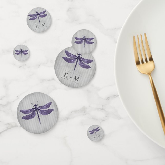 Purple Jewelled Dragonfly Wedding Confetti (Group)