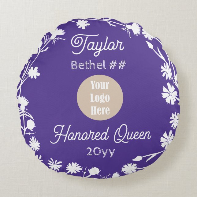 Purple Job's Daughters Honoured Queen Keepsake Gif Round Cushion (Front)