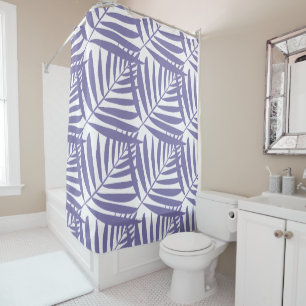 Purple Jungle Leaf Pattern Shower Curtain