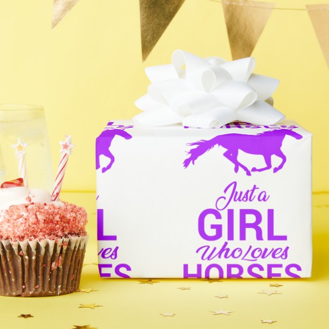Purple Just A Girl Who Loves Horses   Wrapping Paper (Birthday Party)