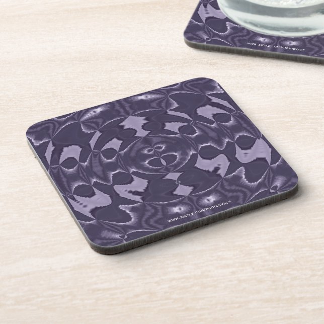 Purple Kaleidoscope Abstract Pattern Art Coaster (Left Side)