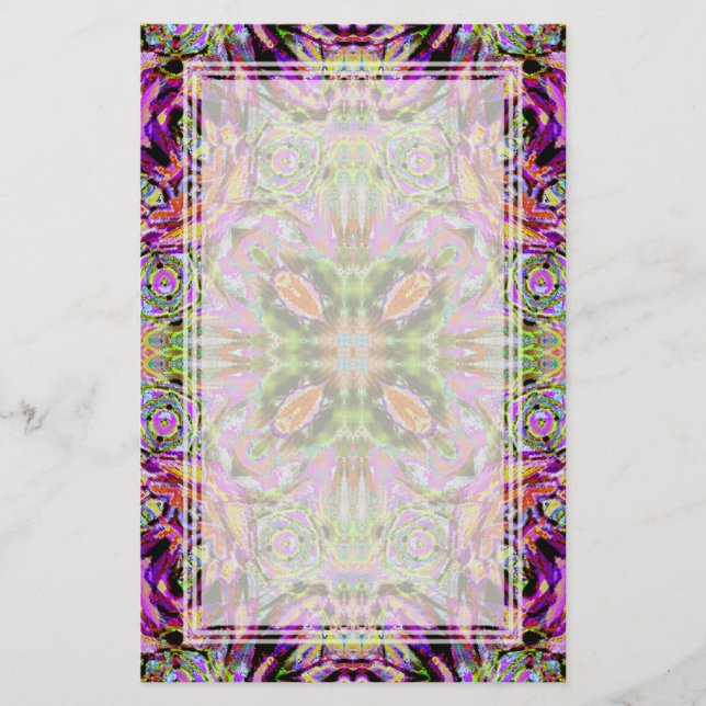 Purple Kaleidoscope Blank Stationery (Front)
