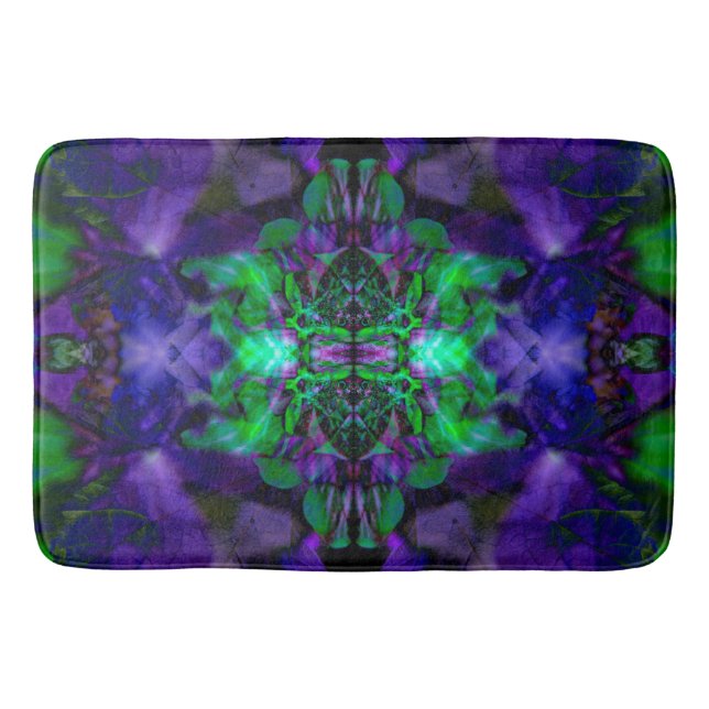 Purple kaleidoscope flower pattern bath mat (Front)