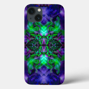Purple kaleidoscope flower pattern iPhone 13 case