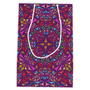 Purple Kaleidoscope Ornate Pattern Medium Gift Bag