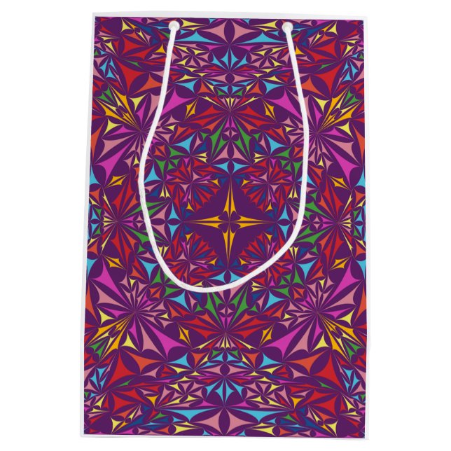 Purple Kaleidoscope Ornate Pattern Medium Gift Bag (Back)