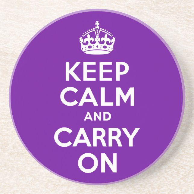 Purple Keep Calm and Carry On Coaster (Front)