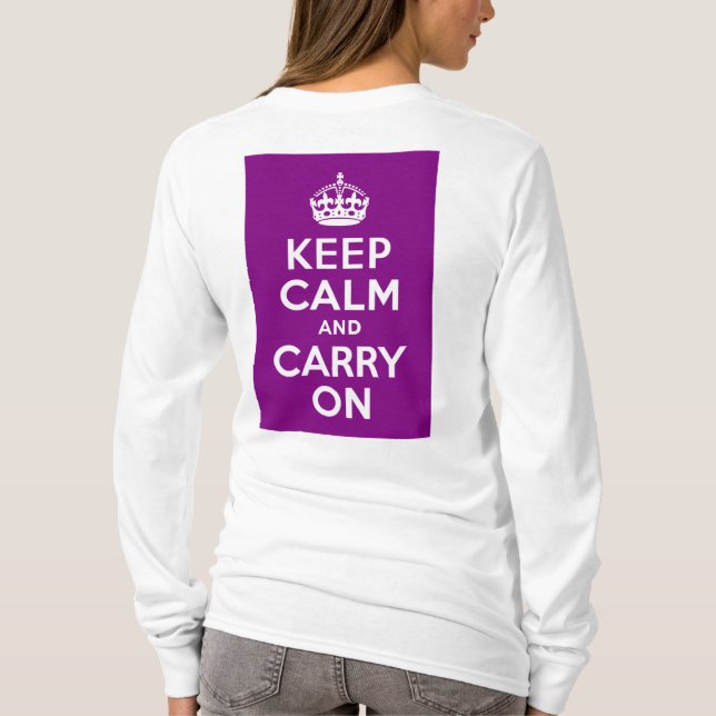 Purple Keep Calm and Carry On T-Shirt (Back)