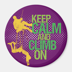 Purple Keep Calm and Climb On Rock Climbing Magnet