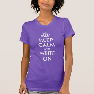 Purple Keep Calm and Write On T-Shirt