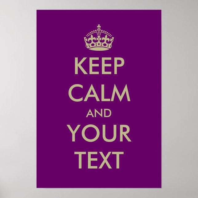 Purple keep calm poster template | Customizable (Front)