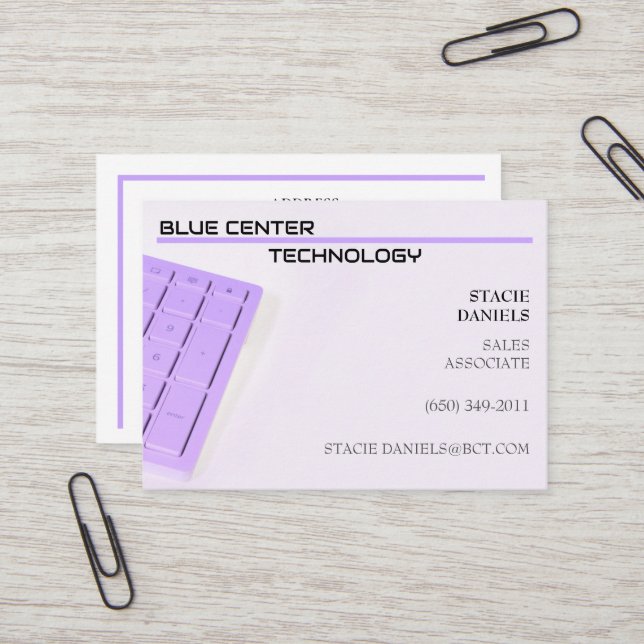 Purple  Keyboard Information Technology   Business Card (Front/Back In Situ)