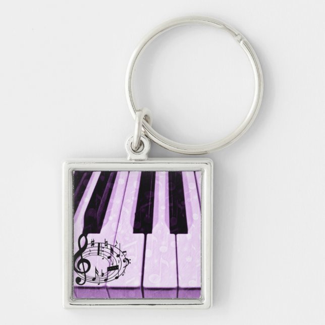 Purple Keys & Music Notes_ Key Ring (Front)