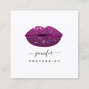 Purple KISS LIPS Makeup Artist White Social Media Square Business Card