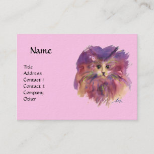 PURPLE KITTEN,KITTY CAT PORTRAIT ,pink violet Business Card