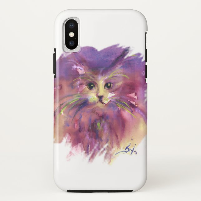 PURPLE  KITTEN,KITTY CAT PORTRAIT, White Case-Mate iPhone Case (Back)