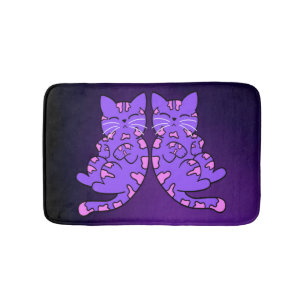 Purple Kitten Twins Bath Mat