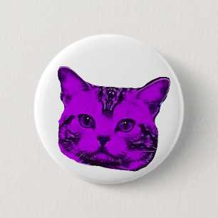 purple kitty 6 cm round badge