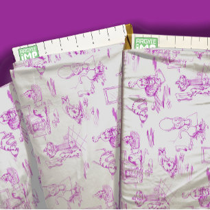 Purple Kitty Cat Bathroom Toile Fabric